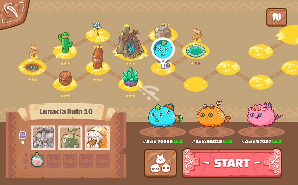 This is what the adventure menus look like in the Android version of Axie Infinity This is what the adventure menus look like in the Android version of Axie Infinity