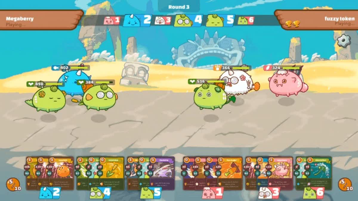 The Axie Infinity arena interface in the mobile version The Axie Infinity arena interface in the mobile version