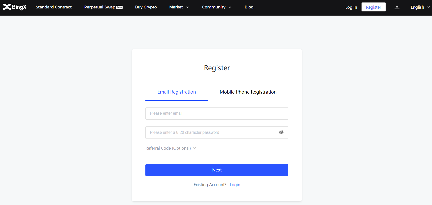 Registration on BingX derivatives trading platform Registration on BingX derivatives trading platform