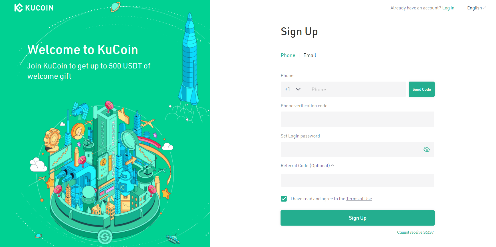 Registration on the KuCoin trading platform Registration on the KuCoin trading platform